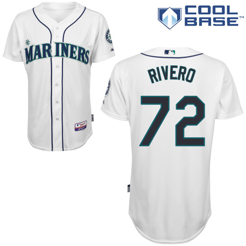 Carlos Rivero #72 MLB Jersey-Seattle Mariners Men's Authentic Home White Cool Base Baseball Jersey